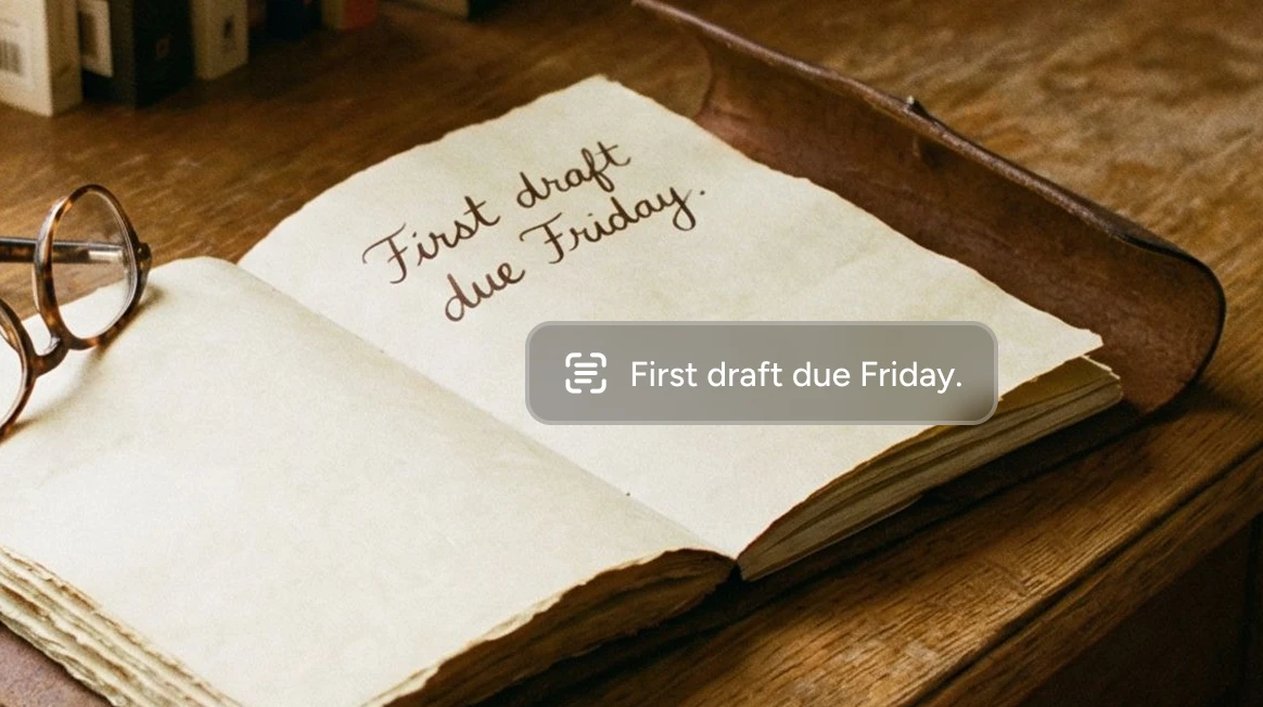 effect of extracting handwriting notes from a diary book with aiease image to text converter